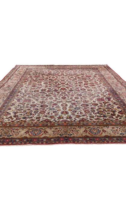 7 x 10 Antique Ivory Persian Kashan Rug 61318