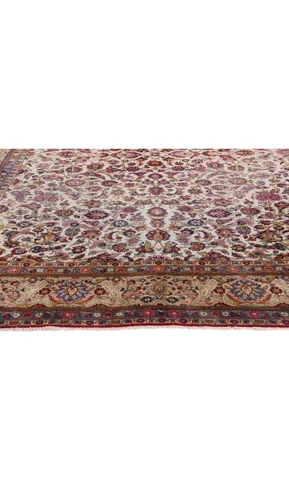 7 x 10 Antique Ivory Persian Kashan Rug 61318