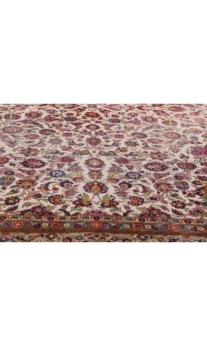 7 x 10 Antique Ivory Persian Kashan Rug 61318