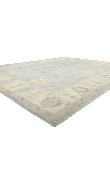 11 x 14 Modern Light Blue Turkish Oushak Rug 53989