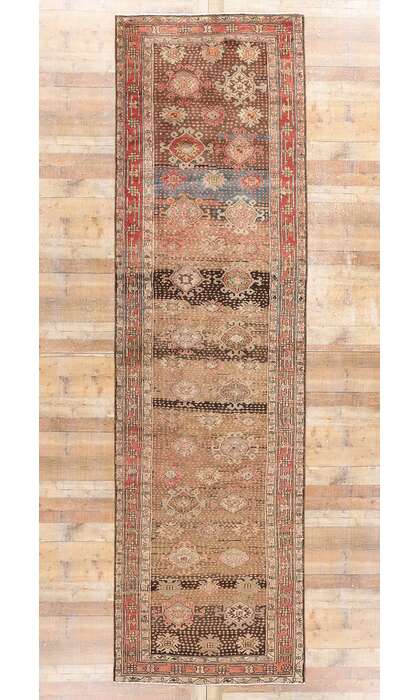 4 x 15 Distressed Antique Persian Hamadan Rug Runner 61325