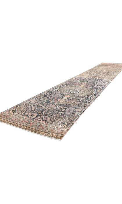 3 x 17 Distressed Antique Persian Tabriz Rug Runner 61335