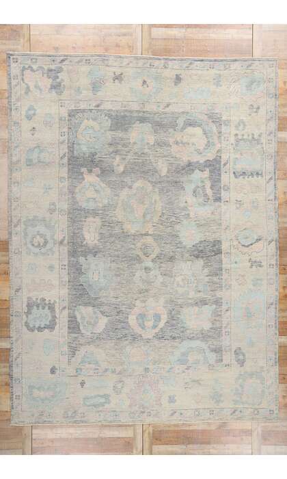 10 x 13 Modern Blue Turkish Oushak Rug 53981