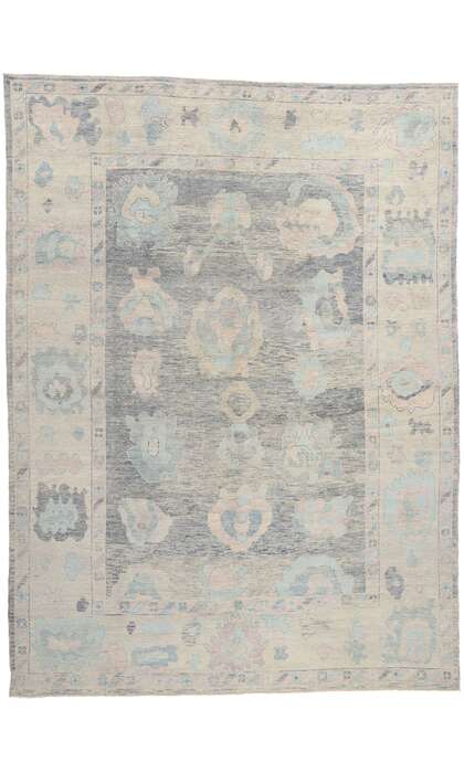 10 x 13 Modern Blue Turkish Oushak Rug 53981