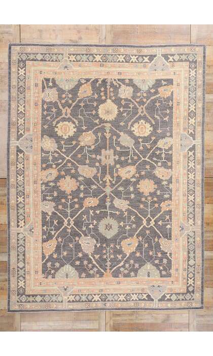 9 x 13 Modern Gray Turkish Oushak Rug 79113