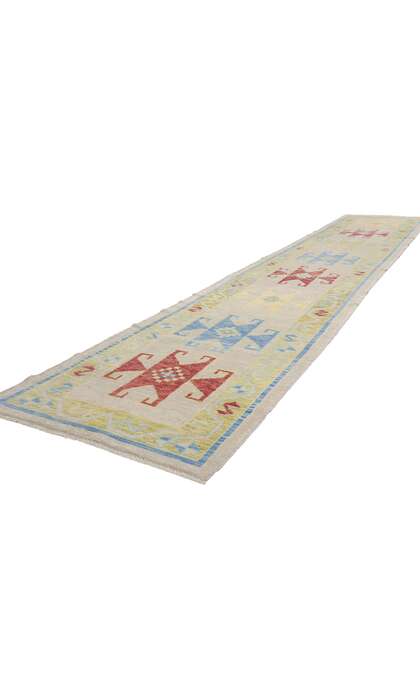 3 x 16 Modern Tribal Turkish Oushak Rug Runner 53970
