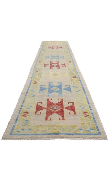 3 x 16 Modern Tribal Turkish Oushak Rug Runner 53970