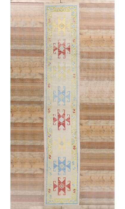 3 x 16 Modern Tribal Turkish Oushak Rug Runner 53970