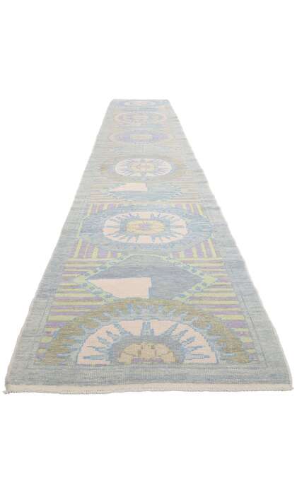 3 x 19 Modern Sunburst Turkish Oushak Rug Runner 53971