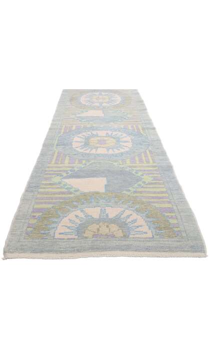 3 x 19 Modern Sunburst Turkish Oushak Rug Runner 53971