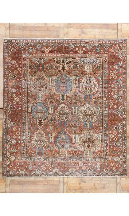 9 x 10 Distressed Antique Persian Bakhtiari Rug 61361