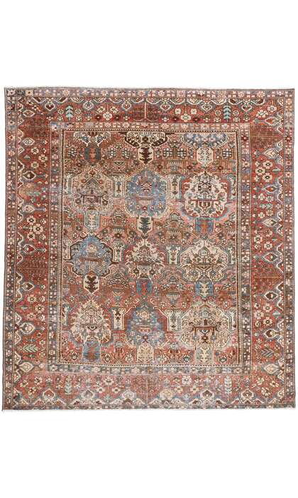 9 x 10 Distressed Antique Persian Bakhtiari Rug 61361