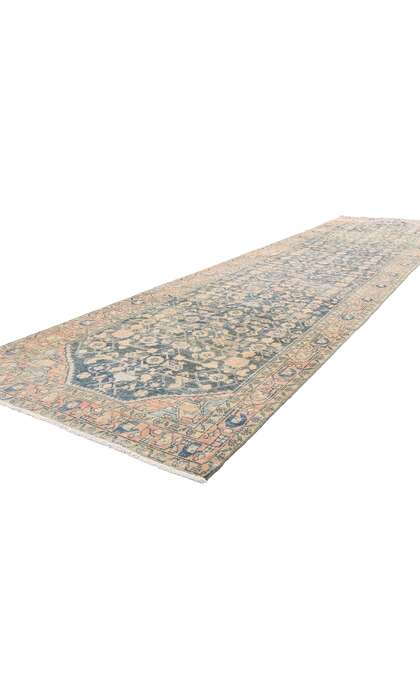4 x 17 Distressed Antique Persian Hussainabad Hamadan Rug Runner 61330