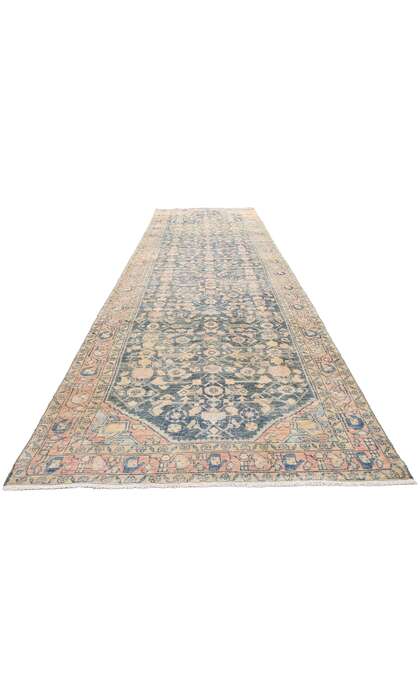 4 x 17 Distressed Antique Persian Hussainabad Hamadan Rug Runner 61330