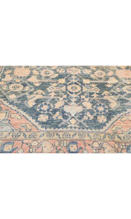 4 x 17 Distressed Antique Persian Hussainabad Hamadan Rug Runner 61330