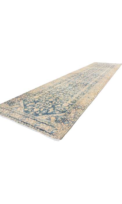 4 x 17 Distressed Antique Persian Hussainabad Hamadan Rug Runner 61332