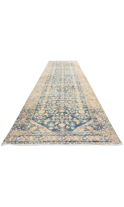 4 x 17 Distressed Antique Persian Hussainabad Hamadan Rug Runner 61332