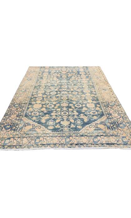 4 x 17 Distressed Antique Persian Hussainabad Hamadan Rug Runner 61332