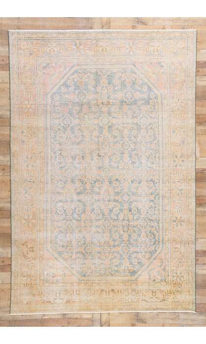 7 x 10 Distressed Antique Persian Hamadan Rug 61337