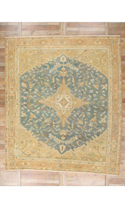 11 x 13 Distressed Vintage Persian Heriz Rug 61301