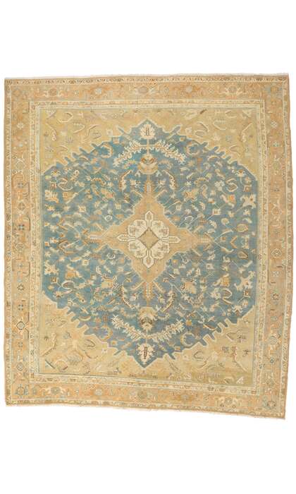 11 x 13 Distressed Vintage Persian Heriz Rug 61301