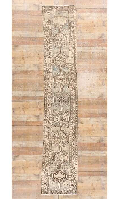 2 x 13 Distressed Antique Persian Heriz Rug Runner 61317