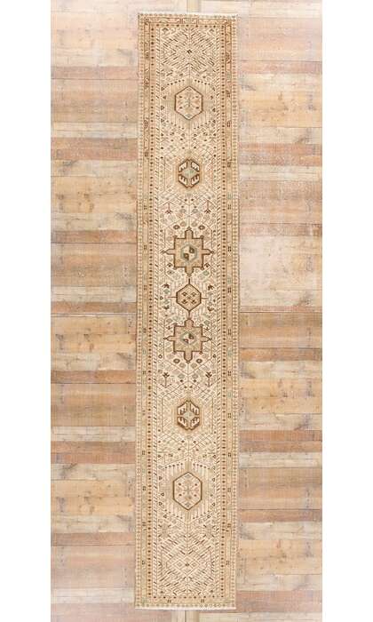 3 x 15 Distressed Vintage Persian Karaja Heriz Rug Runner 61329