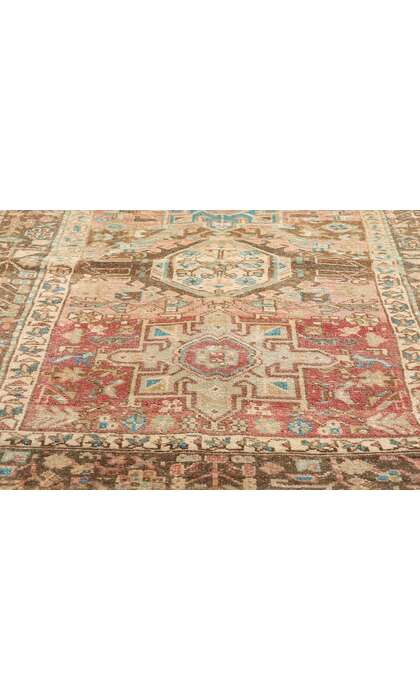 4 x 11 Distressed Vintage Persian Karaja Heriz Rug Runner 61331