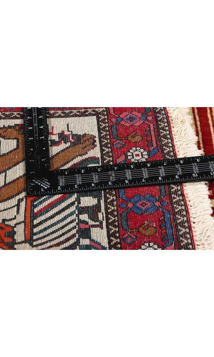 3 x 5 Vintage Persian Abadeh Lion Pictorial Rug 79009