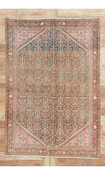 4 x 6 Distressed Antique Persian Mahal Rug 61311