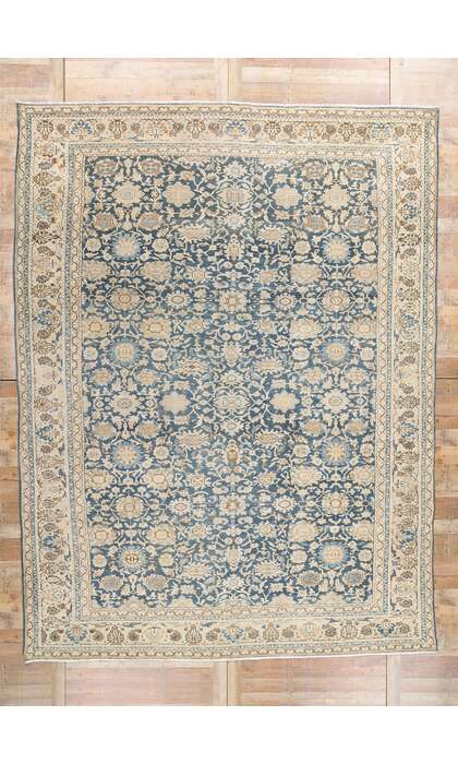 10 x 14 Distressed Antique Blue Persian Malayer Rug 61310