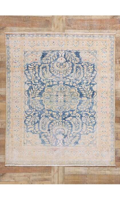 6 x 7 Distressed Antique Blue Persian Malayer Rug 61320
