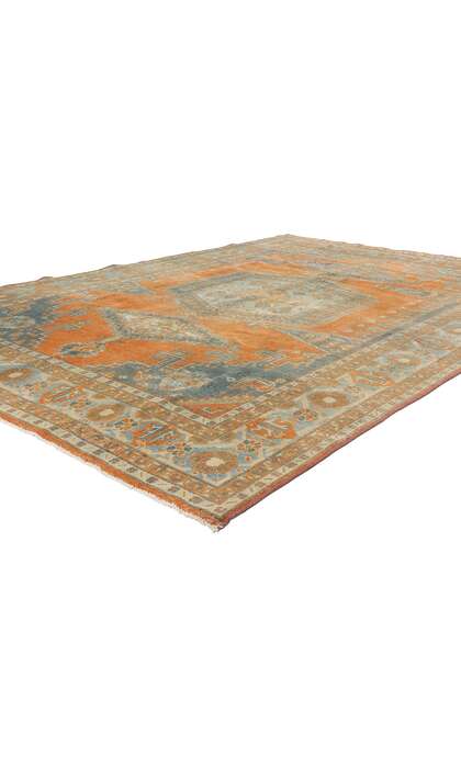 7 x 10 Distressed Antique Orange Persian Viss Rug 61319