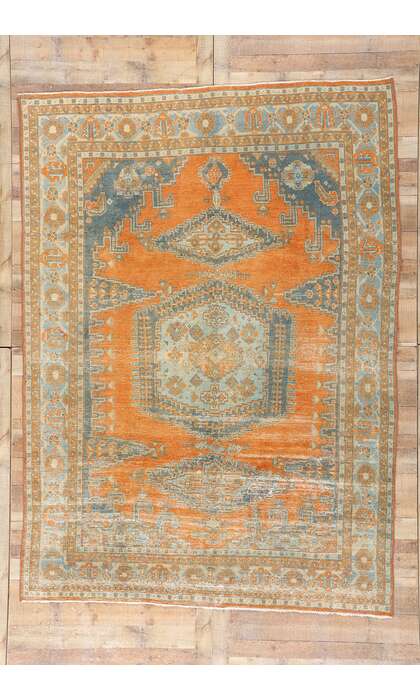 7 x 10 Distressed Antique Orange Persian Viss Rug 61319