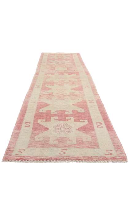 3 x 13 Modern Pink Turkish Oushak Rug Runner 53974