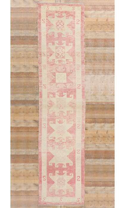 3 x 13 Modern Pink Turkish Oushak Rug Runner 53974