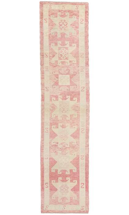 3 x 13 Modern Pink Turkish Oushak Rug Runner 53974