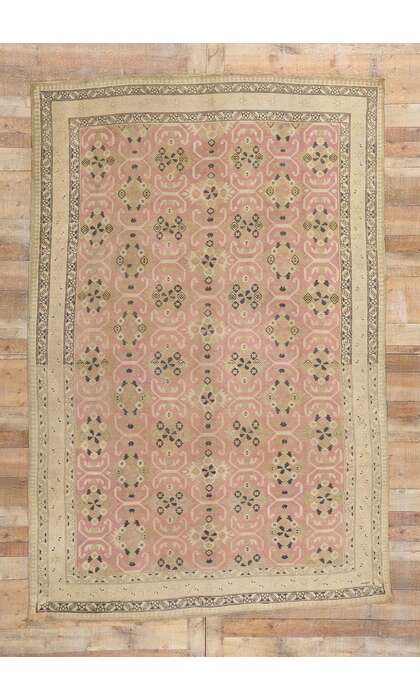 7 x 10 Distressed Antique Pink Persian Kurdish Rug 61370
