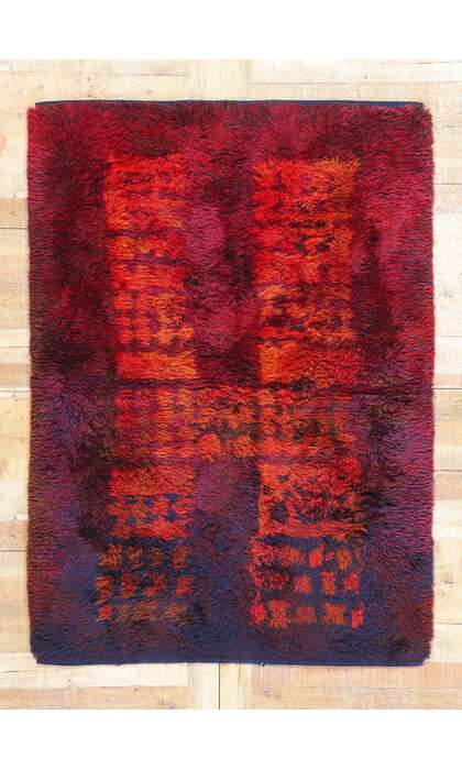 4 x 6 Ritva Puotila Vintage Finnish Rya Ryijy Rug 79099