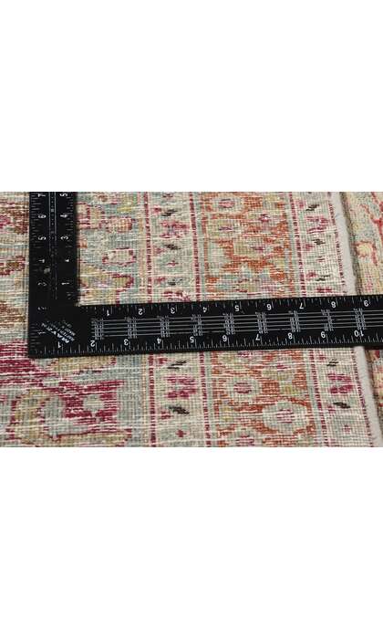 12 x 17 Distressed Antique Red Persian Mashhad Rug 61302