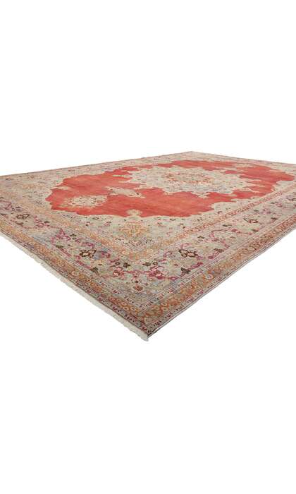12 x 17 Distressed Antique Red Persian Mashhad Rug 61302