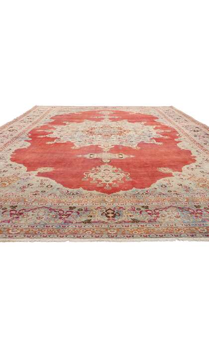 12 x 17 Distressed Antique Red Persian Mashhad Rug 61302