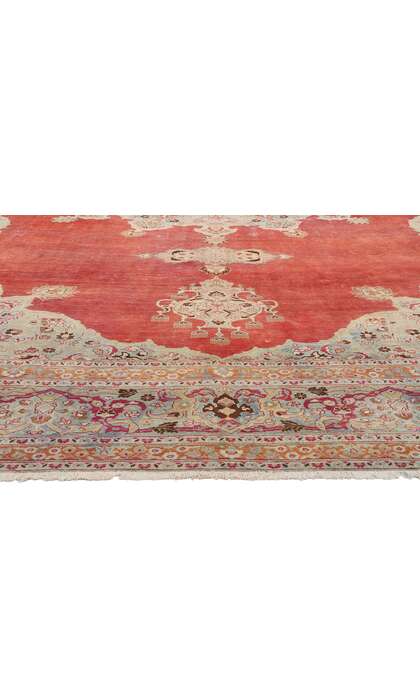 12 x 17 Distressed Antique Red Persian Mashhad Rug 61302