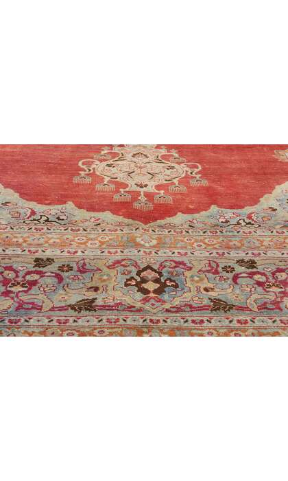 12 x 17 Distressed Antique Red Persian Mashhad Rug 61302