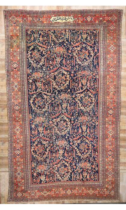 12 x 23 Signed Antique Persian Sultanabad Mahal Rug 78919