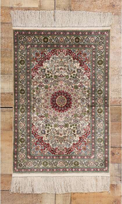 2 x 3 Vintage Turkish Silk Hereke Rug 79082