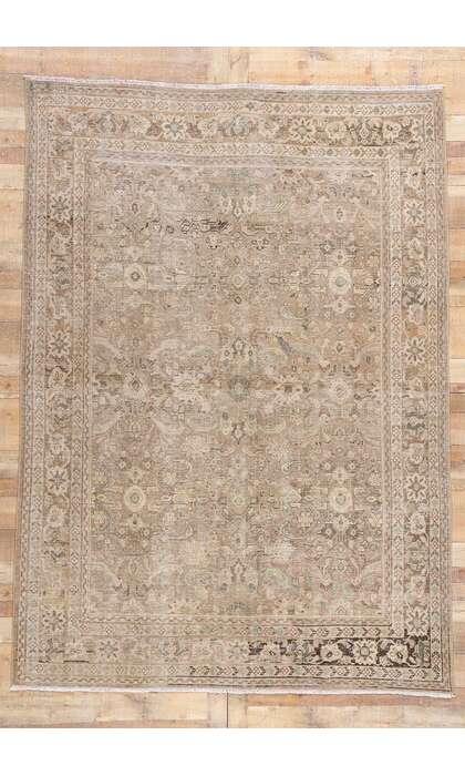 7 x 10 Distressed Vintage Persian Mahal Rug 61375