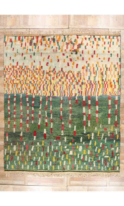 12 x 14 Modern Green Beni Mrirt Moroccan Rug 79134