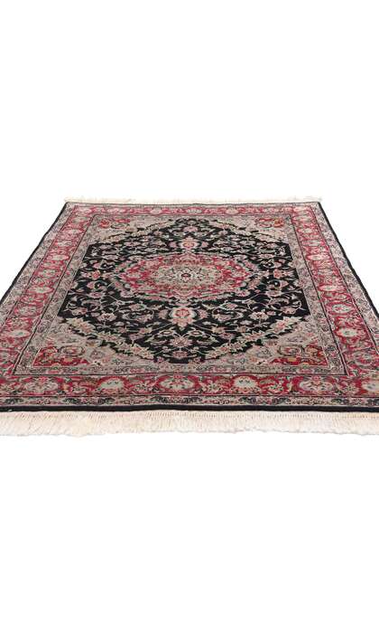 4 x 6 Vintage Black Chinese Tabriz Rug 79116