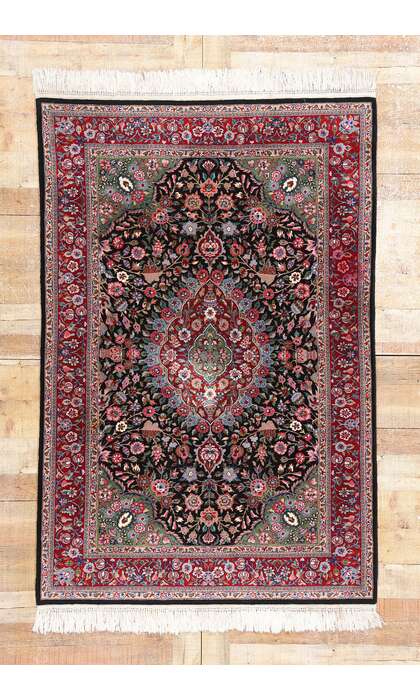 4 x 6 Vintage Black Chinese Tabriz Rug 79117